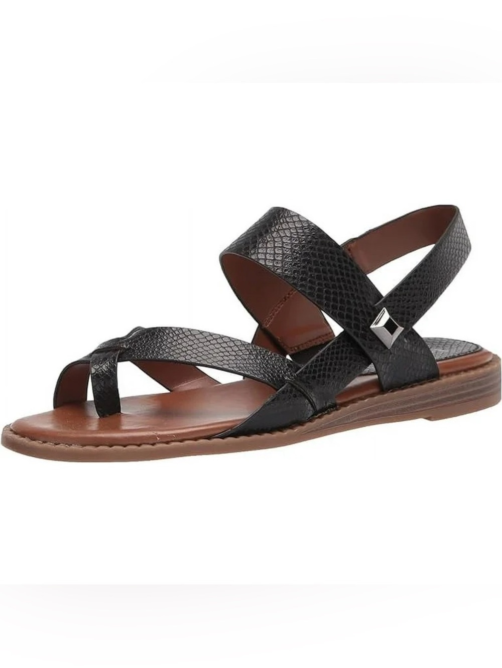 Franco Sarto Women's Black Leather Gans Flat Sandal Size 8.5